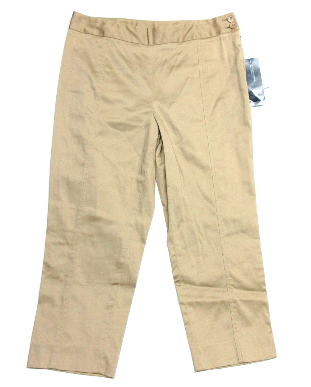 NWT JONES Womens 10 P New York Stretch Side-Zipper Khaki Tan Capri Chino Pants